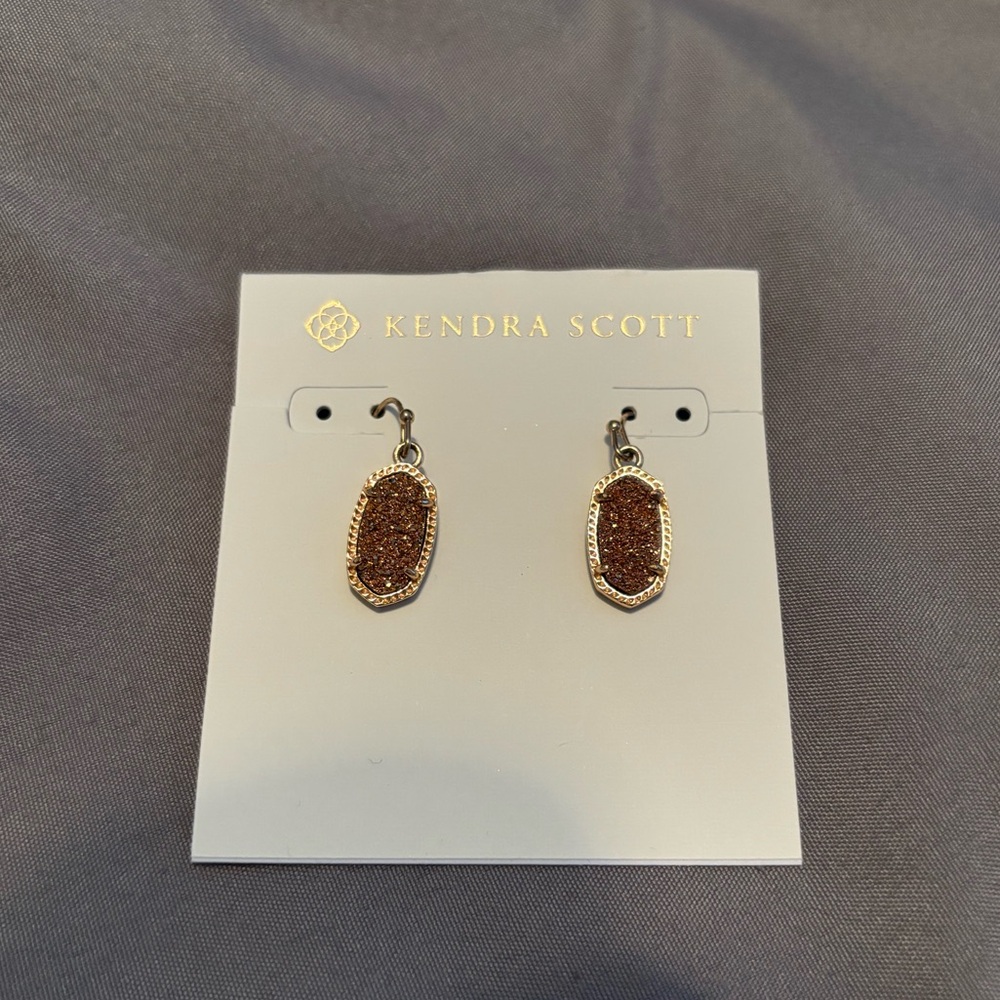 Kendra Scott Lee Rose Gold Drop Earrings in Rose Gold Drusy